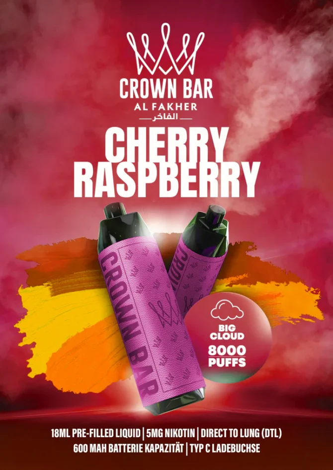 Al Fakher Crown Bar 8000 Cherry Raspberry