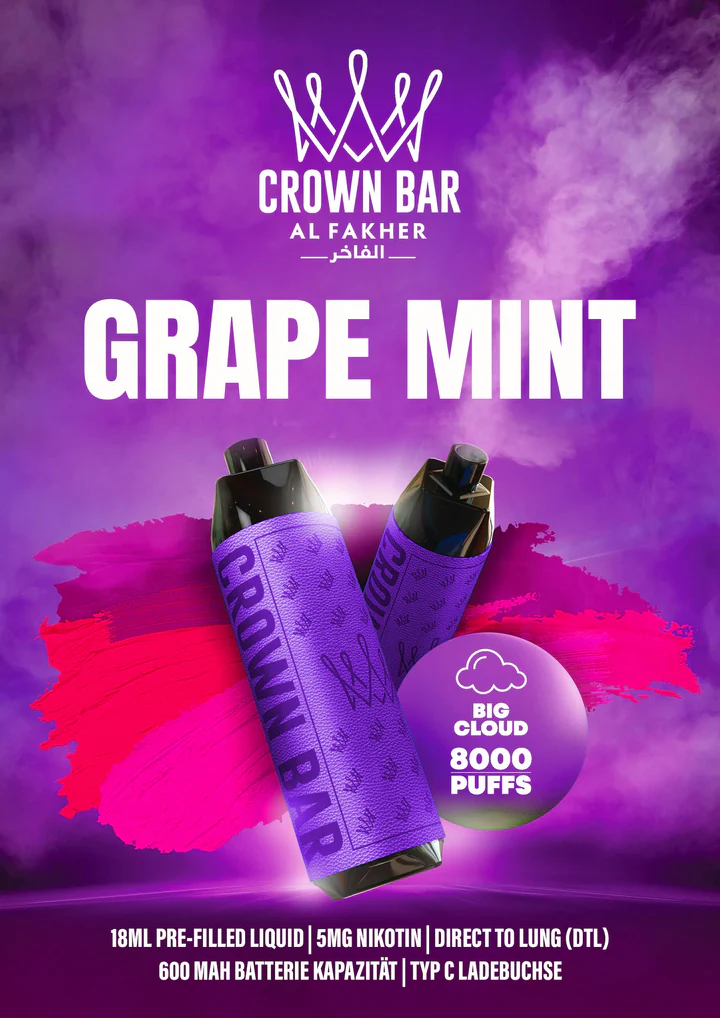 Al Fakher Crown Bar 8000 Grape Mint