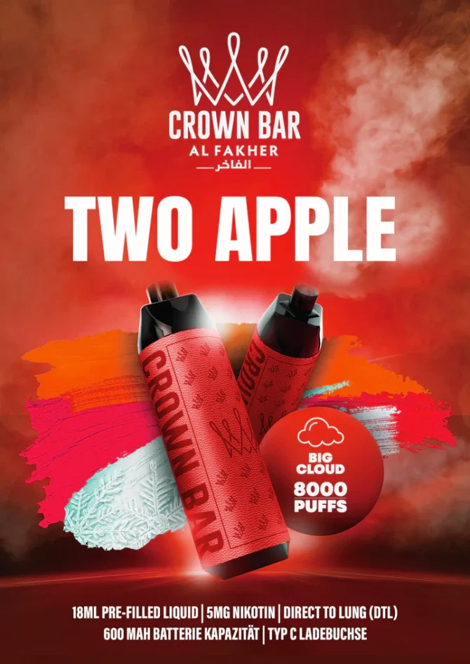 Al Fakher Crown Bar 8000 Two Apple